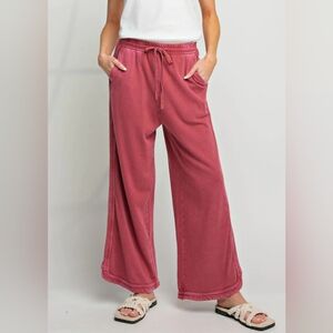 Easel Mineral Washed Terry Knit Pants (M)